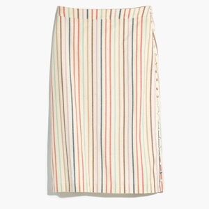 Madewell Button Slit Midi Skirt in Flecked Rainbow Stripe